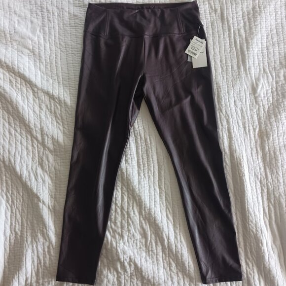 Brown Purple Faux Leather High Waist Pants Leggings Womens L 7 For All Mankind - Picture 2 of 6